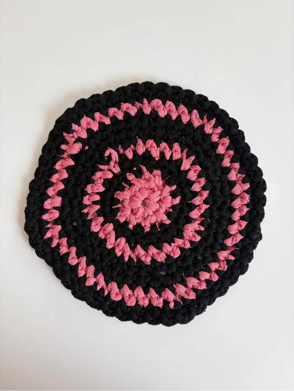Handmade Crochet Trivet Hot Pad Set of 2 Red White Black